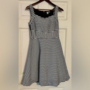 Halogen Womens‎ Sun Dress Size 4 Black White Stripe Color Block Zip
